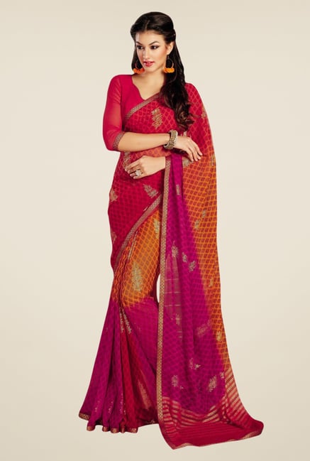 Triveni Multicolor Printed Chiffon Saree Triveni Multicolor Printed Chiffon Saree
