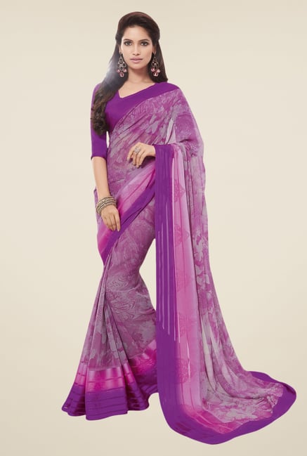 Triveni Purple Printed Jacquard Saree Triveni Purple Printed Jacquard Saree