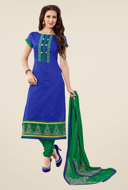 Triveni Blue Embroidered Dress Material Triveni Blue Embroidered Dress Material