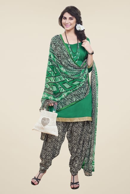 Triveni Green Solid Dress Material Triveni Green Solid Dress Material