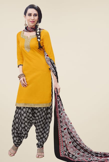 Triveni Yellow Solid Dress Material Triveni Yellow Solid Dress Material