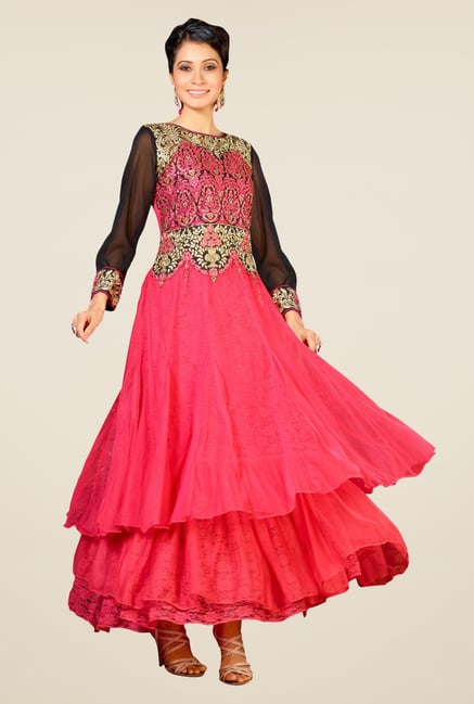 Triveni Pink Embellished Dress Material Triveni Pink Embellished Dress Material