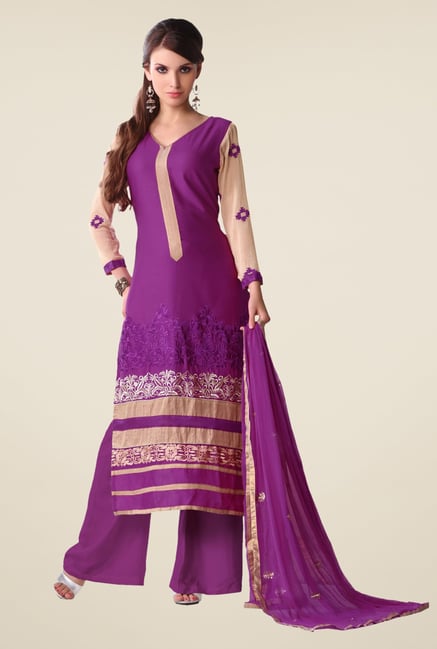 Triveni Purple Embroidered Salwar Kameez Triveni Purple Embroidered Salwar Kameez