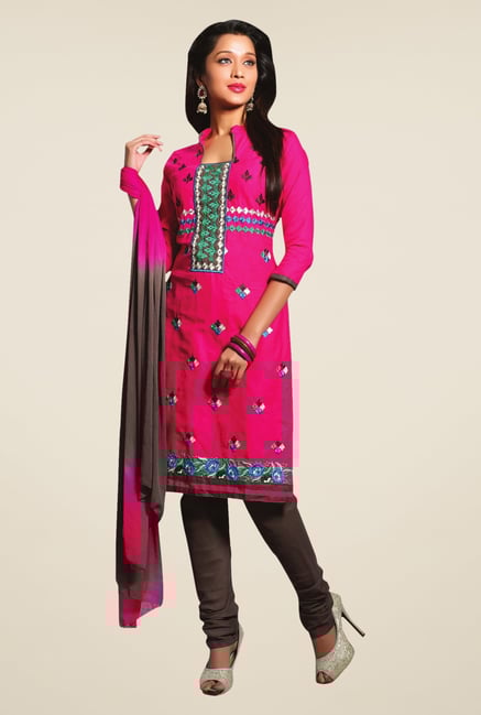 Triveni Pink Embroidered Blended Salwar Kameez Triveni Pink Embroidered Blended Salwar Kameez