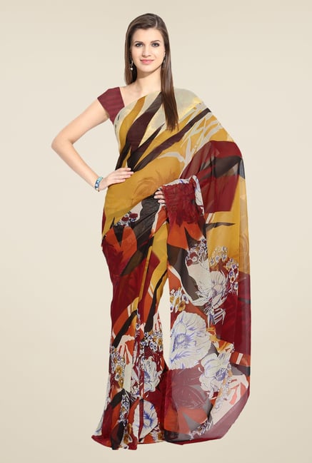 Triveni Multicolor Floral Print Faux Georgette Saree Triveni Multicolor Floral Print Faux Georgette Saree