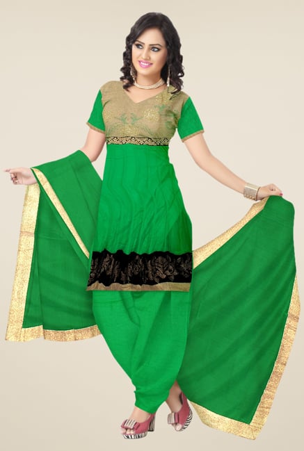Triveni Green Embroidered Dress Material Triveni Green Embroidered Dress Material