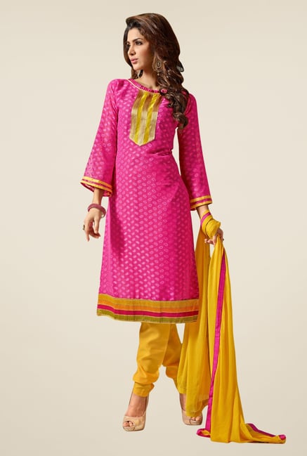 Triveni Magenta Printed Dress Material Triveni Magenta Printed Dress Material