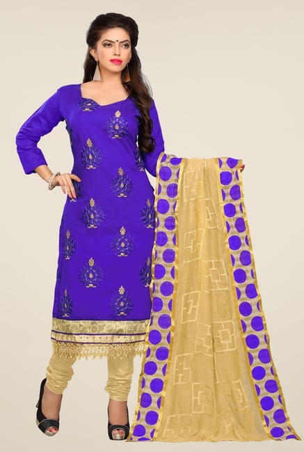 Triveni Purple Embroidered Dress Material Triveni Purple Embroidered Dress Material