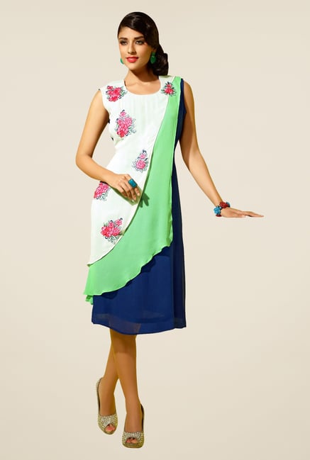 Triveni Off White Embroidered Kurta Triveni Off White Embroidered Kurta