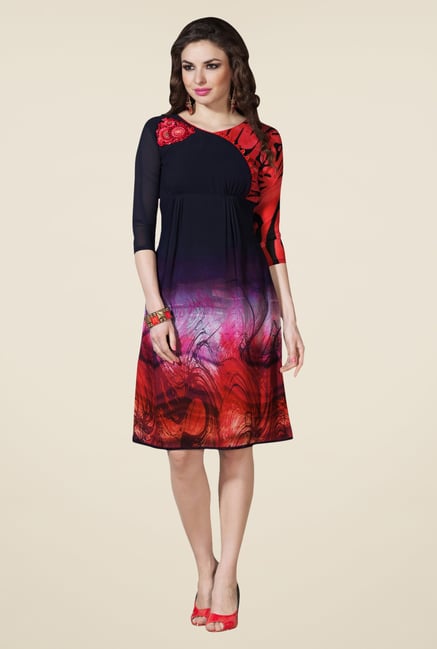 Triveni Black & Red Printed Kurti Triveni Black & Red Printed Kurti