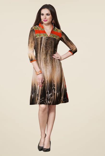 Triveni Brown Printed Kurti Triveni Brown Printed Kurti