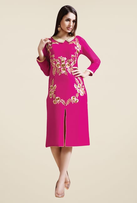 Triveni Pink Embroidered Kurti Triveni Pink Embroidered Kurti