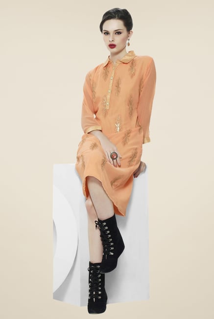Triveni Orange Embellished Kurti Triveni Orange Embellished Kurti