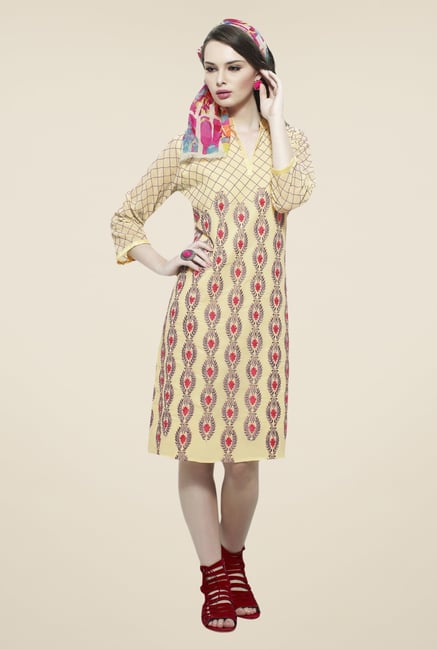 Triveni Yellow Embroidered Kurti Triveni Yellow Embroidered Kurti