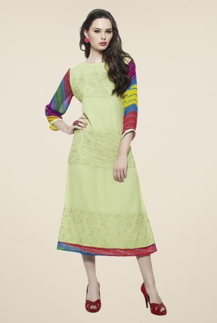 Triveni Green Embroidered Kurta Triveni Green Embroidered Kurta