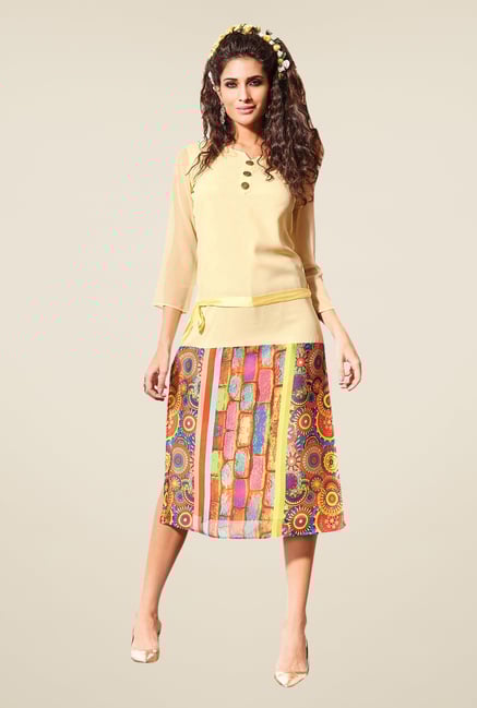 Triveni Beige Printed Kurti Triveni Beige Printed Kurti