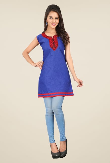 Triveni Blue Printed Kurti Triveni Blue Printed Kurti