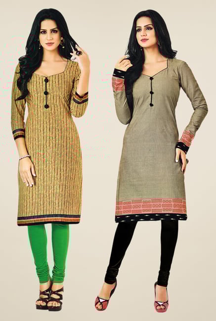Salwar Studio Beige & Grey Kurtis (Pack Of 2) Salwar Studio Beige & Grey Kurtis (Pack Of 2)