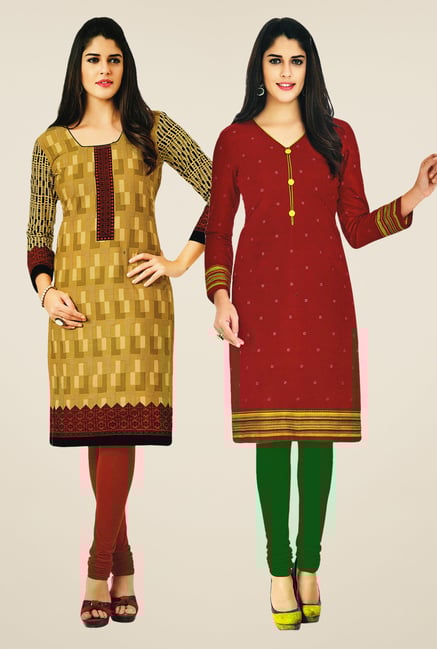 Salwar Studio Mustard & Maroon Kurtis (Pack Of 2) Salwar Studio Mustard & Maroon Kurtis (Pack Of 2)