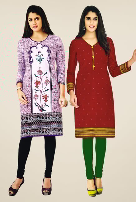 Salwar Studio Purple & Maroon Kurtis (Pack Of 2) Salwar Studio Purple & Maroon Kurtis (Pack Of 2)