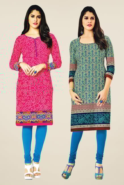 Salwar Studio Pink & Grey Kurtis (Pack Of 2) Salwar Studio Pink & Grey Kurtis (Pack Of 2)