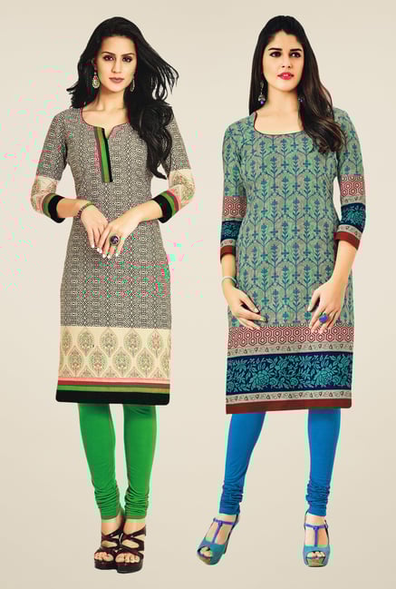 Salwar Studio Beige & Grey Kurtis (Pack Of 2) Salwar Studio Beige & Grey Kurtis (Pack Of 2)