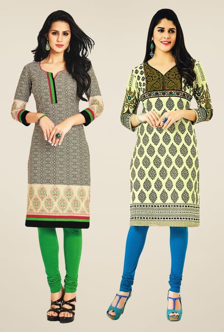 Salwar Studio Beige & Olive Kurtis (Pack Of 2) Salwar Studio Beige & Olive Kurtis (Pack Of 2)