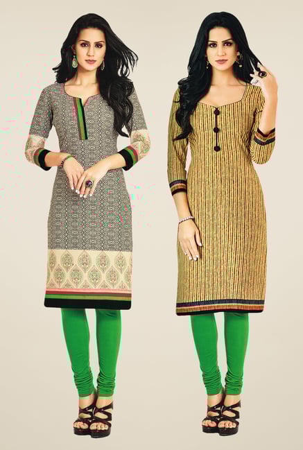 Salwar Studio Beige Kurtis (Pack Of 2) Salwar Studio Beige Kurtis (Pack Of 2)