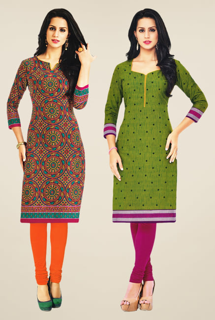 Salwar Studio Multicolor & Green Kurtis (Pack Of 2) Salwar Studio Multicolor & Green Kurtis (Pack Of 2)