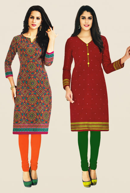 Salwar Studio Multicolor & Maroon Kurtis (Pack Of 2) Salwar Studio Multicolor & Maroon Kurtis (Pack Of 2)