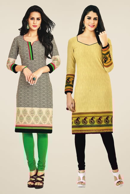 Salwar Studio Beige Kurtis (Pack Of 2) Salwar Studio Beige Kurtis (Pack Of 2)
