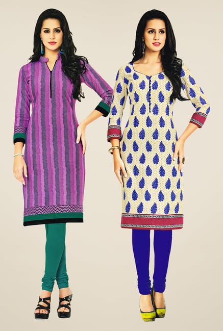 Salwar Studio Pink & Cream Kurtis (Pack Of 2) Salwar Studio Pink & Cream Kurtis (Pack Of 2)