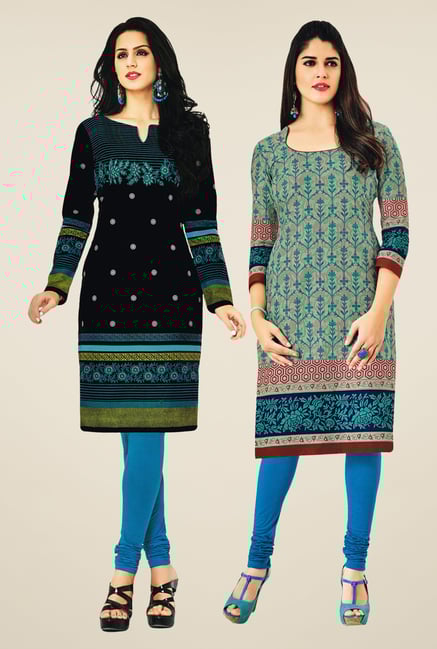 Salwar Studio Black & Grey Kurtis (Pack Of 2) Salwar Studio Black & Grey Kurtis (Pack Of 2)