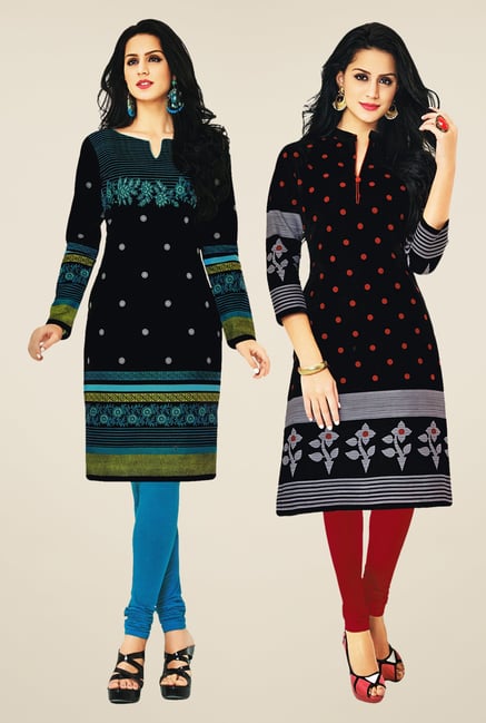 Salwar Studio Black Kurtis (Pack Of 2) Salwar Studio Black Kurtis (Pack Of 2)