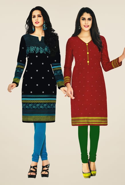 Salwar Studio Black & Maroon Kurtis (Pack Of 2) Salwar Studio Black & Maroon Kurtis (Pack Of 2)