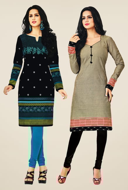 Salwar Studio Black & Grey Kurtis (Pack Of 2) Salwar Studio Black & Grey Kurtis (Pack Of 2)