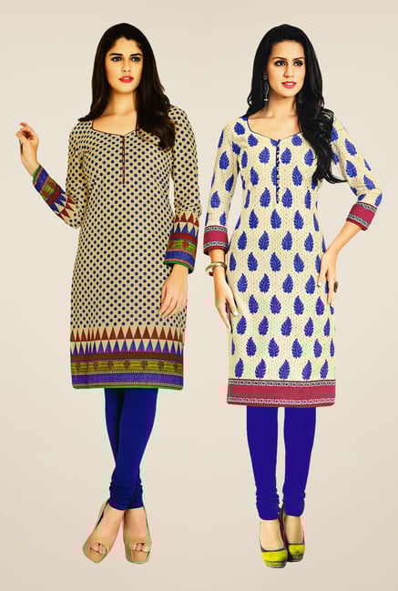 Salwar Studio Beige & Cream Kurtis (Pack Of 2) Salwar Studio Beige & Cream Kurtis (Pack Of 2)