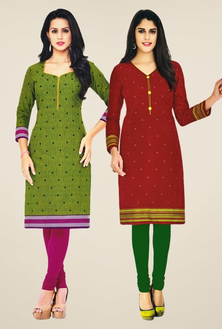 Salwar Studio Green & Maroon Kurtis (Pack Of 2) Salwar Studio Green & Maroon Kurtis (Pack Of 2)