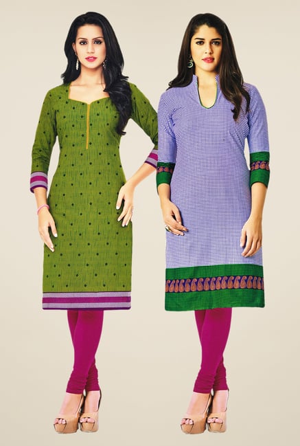 Salwar Studio Green & Blue Kurtis (Pack Of 2) Salwar Studio Green & Blue Kurtis (Pack Of 2)
