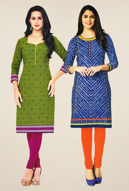Salwar Studio Green & Blue Kurtis (Pack Of 2) Salwar Studio Green & Blue Kurtis (Pack Of 2)