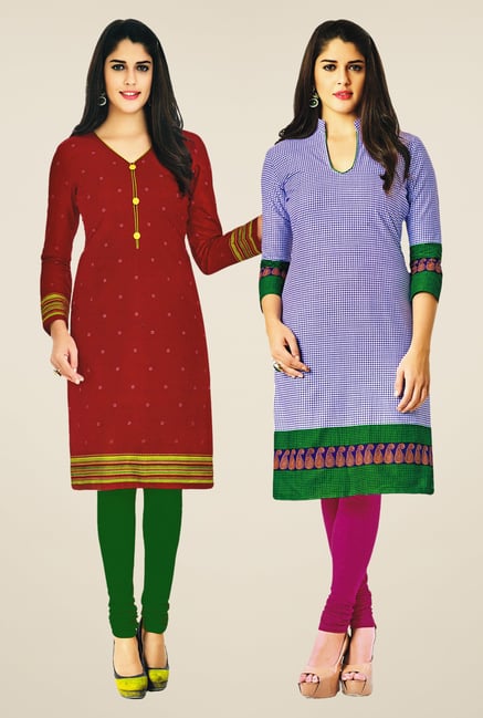Salwar Studio Maroon & Blue Kurtis (Pack Of 2) Salwar Studio Maroon & Blue Kurtis (Pack Of 2)