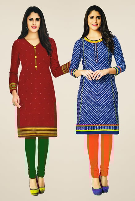 Salwar Studio Maroon & Blue Kurtis (Pack Of 2) Salwar Studio Maroon & Blue Kurtis (Pack Of 2)