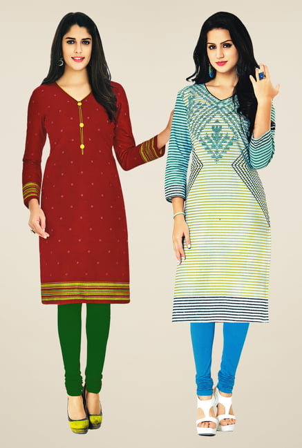 Salwar Studio Maroon & Cream Kurtis (Pack Of 2) Salwar Studio Maroon & Cream Kurtis (Pack Of 2)