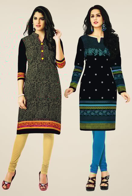 Salwar Studio Black Kurtis (Pack Of 2) Salwar Studio Black Kurtis (Pack Of 2)