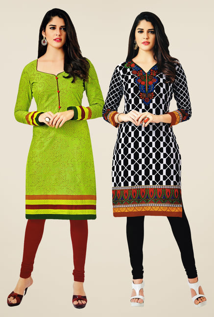Salwar Studio Green & Black Kurtis (Pack Of 2) Salwar Studio Green & Black Kurtis (Pack Of 2)