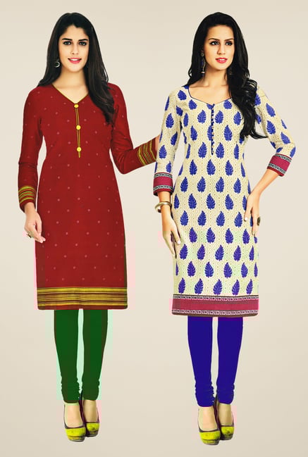 Salwar Studio Maroon & Cream Kurtis (Pack Of 2) Salwar Studio Maroon & Cream Kurtis (Pack Of 2)