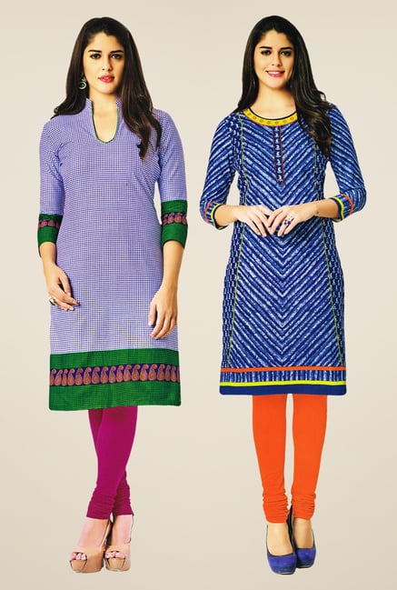Salwar Studio Blue Kurtis (Pack Of 2) Salwar Studio Blue Kurtis (Pack Of 2)