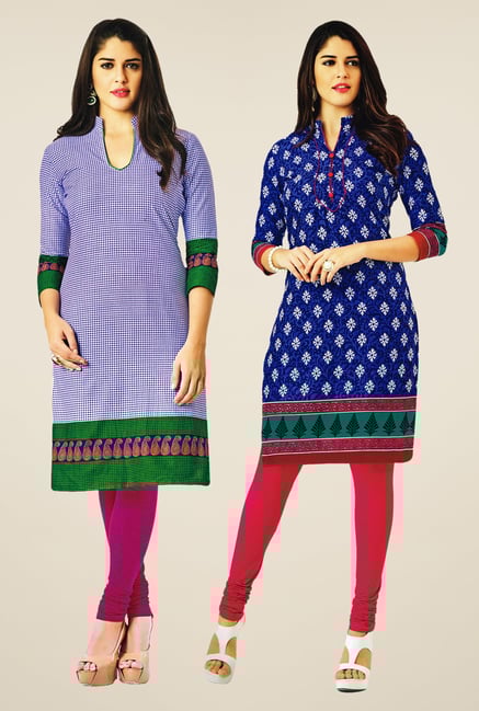 Salwar Studio Blue Kurtis (Pack Of 2) Salwar Studio Blue Kurtis (Pack Of 2)