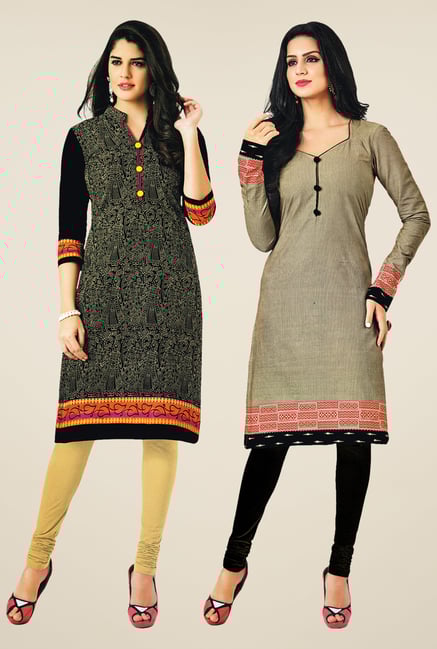 Salwar Studio Black & Grey Kurtis (Pack Of 2) Salwar Studio Black & Grey Kurtis (Pack Of 2)