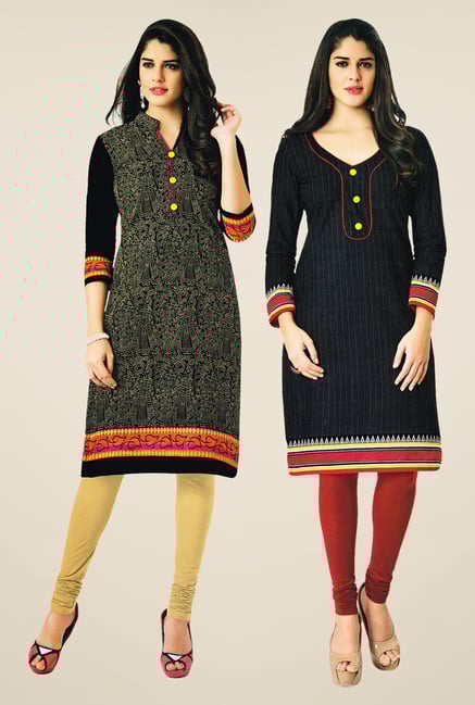 Salwar Studio Black Kurtis (Pack Of 2) Salwar Studio Black Kurtis (Pack Of 2)